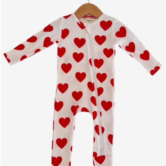 Adorable Heart Print Kids Footie - Picture 2 of 7